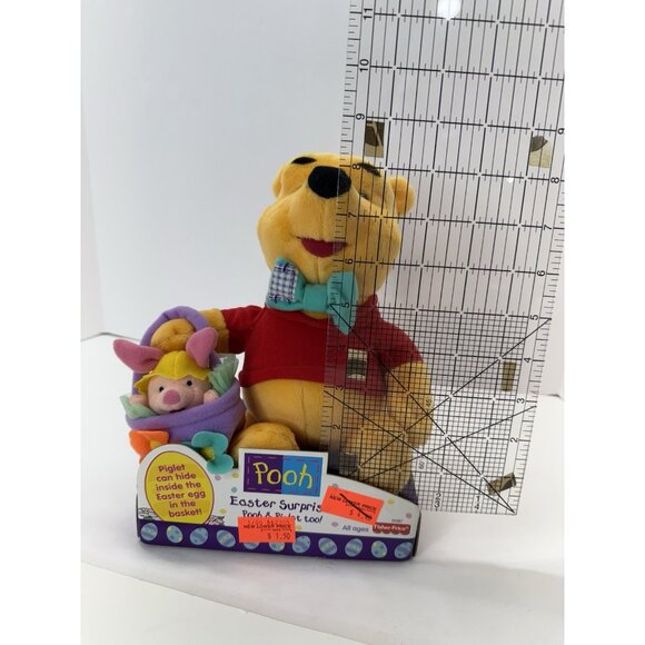 Disney Winnie The Pooh Plush Carrying Piglet Basket Stuffed Animal Mattel 1998 - Picture 9 of 9